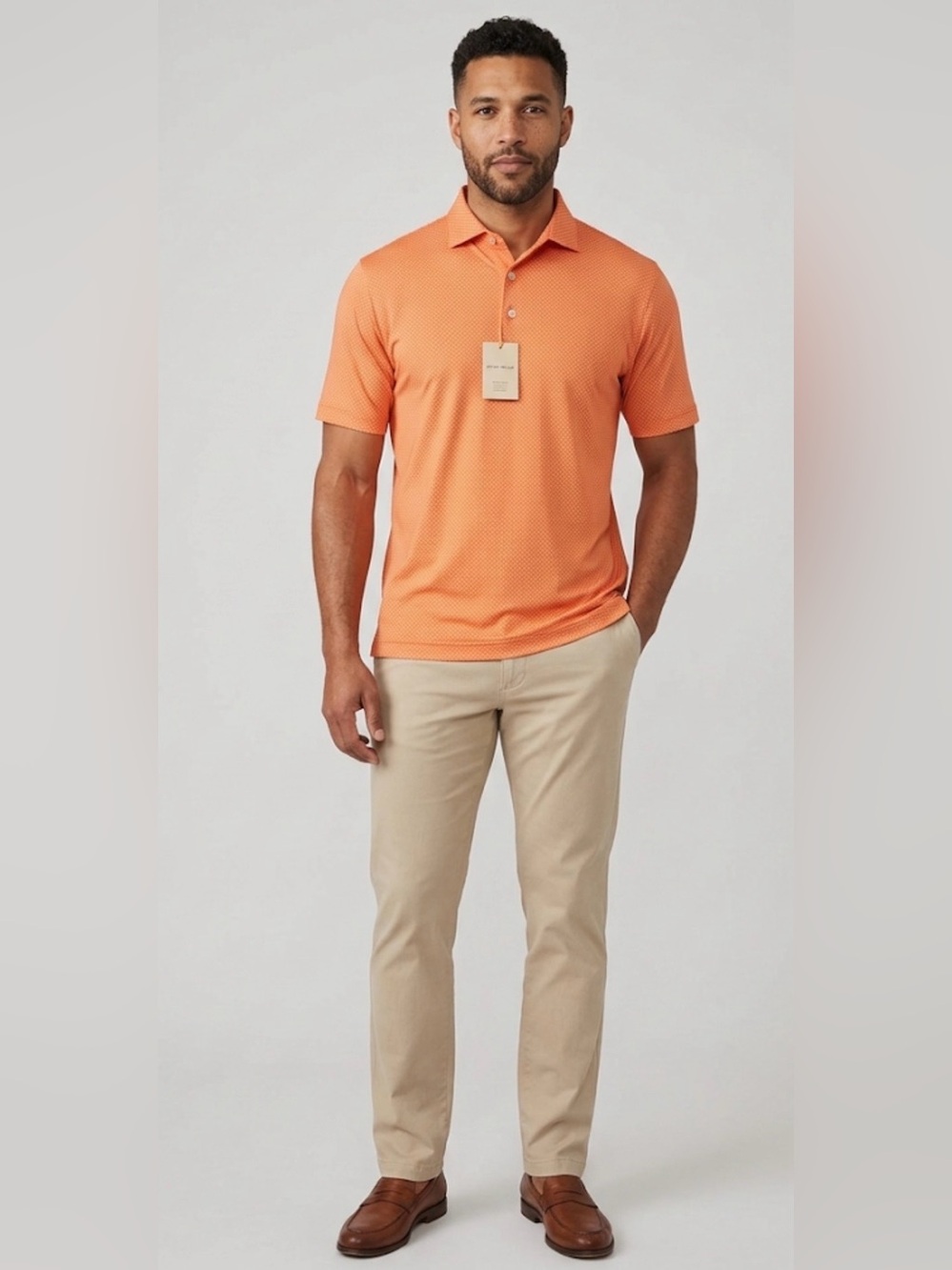 Peter Millar Crown Sport Summer Comfort Orange Polo Shirt - Men's Small NWT
